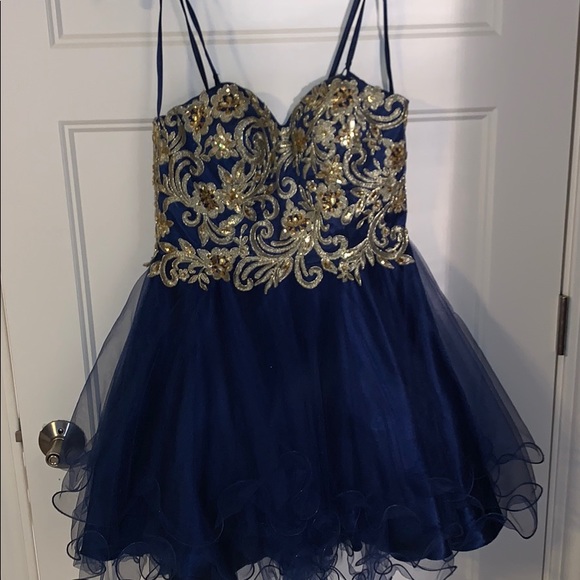 Dresses | Navy And Gold Homecoming Dress | Poshmark